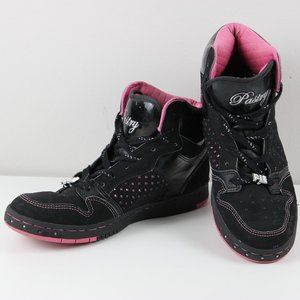 Pastry Glam Pie Black Pink Suede Sparkle Women's High Top Dance Sneakers Size 9
